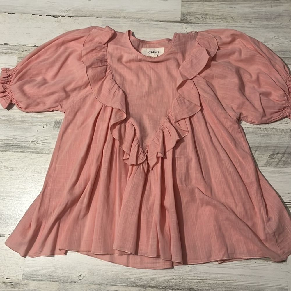 The GREAT. Pale Pink Ruffled Blouse - Picture 6 of 12